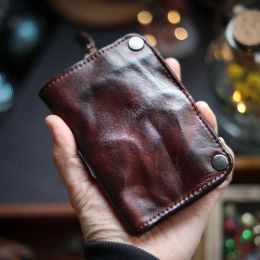 Wallets AETOO May Khaki men's and women's leather wallet key bag card package plant tanned short vintage do old head layer cowhhide mon