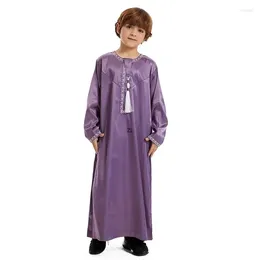 Ethnic Clothing Ramadan Eid Muslim Kids Robe Islamic Arabic Children Long Sleeve Dress Jubba Thobe Abaya Dubai Saudi Boys Turkey Caftan