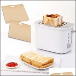 Other Bakeware Toaster Bags Grilled Cheese Sandwiches Reusable Non-Stick Bake Toast Bread Bag Microwave Heating Bh3058 Tqq Drop Deli Ottmv