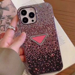 Designer Fashion Phone Case Phones Cases Phonecase IPhone 15ProMax Pink Triangle 14 13 12 11 Gradient Purple Crystal Mens Womens Phone Cover