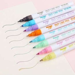 PCs/Set Linien 8 Großhandel Marker Doppel Notizbuch Schreiben Sie Zeichnungsstiftstiftkunst Marker Pens Stationery Kalligraphie Schriften Schreiben Tools Th0377 S s