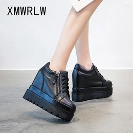 Casual Shoes XMWRLW Women's Chunky Sneakers Autumn Super High Heels Female Platform Non-Slip Women 2024 Black