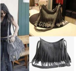 Bags 2022 Hot sale Fashion Women's Velour Weave Tassel Shoulder Bag Messenger Bag Fringe Handbags 3 Colours