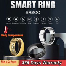 TOP SR200 Smart Ring Heart Rate Blood Pressure Blood Oxygen Temperature Sleep Calories Health Multilingual Fitness Tracker Rings 240414