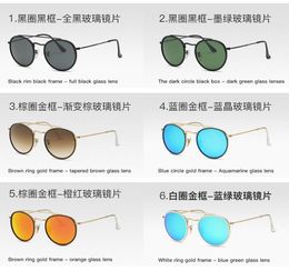 5pcs New Arrial Sunglasses Women Men Metal Frame Double Bridge Glass Lense Retro Vintage Sun Glasses Goggle With Box Case8801985