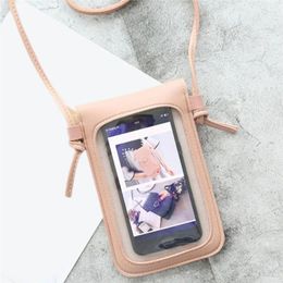 Bag Coin And Card Crossbody Cell Phone Touchable Screen Shoulder Pocket Girls Wallet With Hyaline Membrane