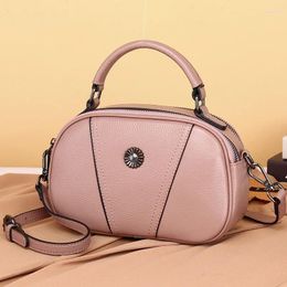 Shoulder Bags Women Handbags Bag Purse Female 2024 Luxury Genuine Leather Fashion Small Round Boston Crossbody Handbag