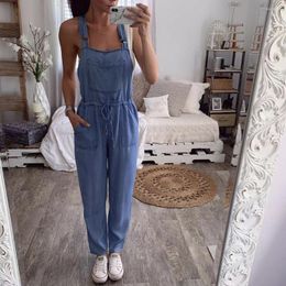 Women's Jeans Women Y2k Fashion One-Piece Jumpsuits High Street Overalls Lace Up Denim Trousers Straight Long Pants Pantalones De Mujer