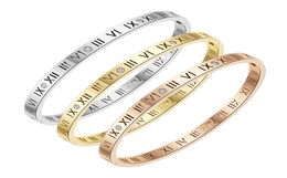 316L Roman Digital Bracelets Trend New Hollowed Letter Couple Bracelets Rose Gold Nail Diamond Bangle Women039s Jewelry5954892