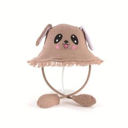 Plush Moving Cute Rabbit Ear Hat Cartoon Animal Bunny Ears Pinching Ear to Move Vertically Plush Toys Spring Hats 240417