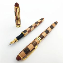 Pens Luxury Wood Fountain Pen 0.5mm Fine Nib Calligraphy Pens Writing Metal Wooden Gifts Stationery Office School Supplies