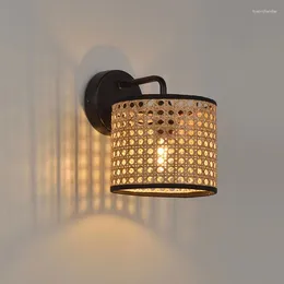 Wall Lamps Chinese Style Rattan For Living Room Porch Bedroom Bedside Lamp Dining Homestay El Corridor Sconce Luminaires