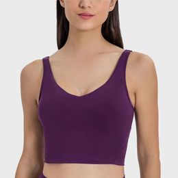 Women Yoga Outfits Bra L-109 Sports Vest Fitness Tops Sexy Underwear Tanks Solid Colour Lady Shirts with Removable Cups Yoga Sports Crop Tanks
