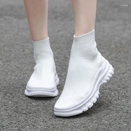 Casual Shoes Summer Women Stretch Sock Fashion Breathable Student Short Boots Sneakers Slip On Flats For Female Femme Tenis