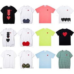 COMMES Designer Play T Shirt DES GARCONS Cotton Fashion Brand Red Heart Embroidery T-Shirt Women's Love Sleeve Couple Short Sleeve Men Cdgs Play 1234