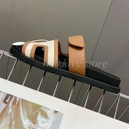 2023 Flat Thick Sole Gunuine Leather Sandal Back Strap Open Toe Leisured Sandalias Summer Outdoor Vacation Beach Shoes 240409