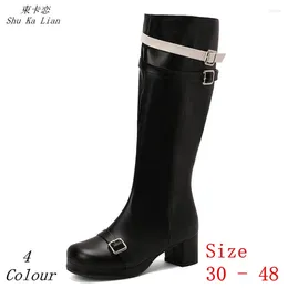 Boots Spring Autumn Women Knee High 5.5 CM Heel Platform Shoes 4 Colour Woman Long Small Plus Size 30 - 48