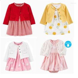 Girl Dresses Infant Baby Clothing Dress 2024 Cotton Cartoon Print Long Sleeved Coat Short Sets