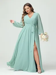 Party Dresses Chiffon V Neck Bridesmaid Dress With Split Long A Line Formal Gown For Wedding And Elegant Occasion