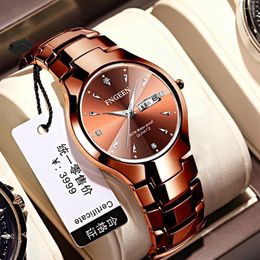 Wristwatches Binbang 5808 Korean Edition Simple And Fashionable Tungsten Steel Watch Couple Waterproof Ultra Thin Quartz