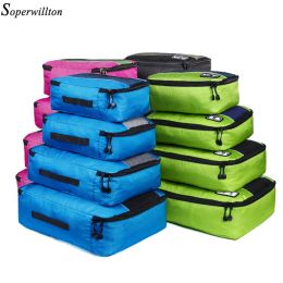 Bags Soperwillton Men Women Travel Bag Male Female 210 D Polyester 4 5 8 Pieces Packing Cubes Travel Luggage Organizer Cube Set #501