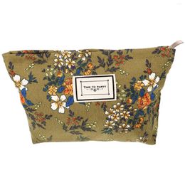 Storage Bags Bag Makeup Travel Floral Pouch Flowers For Purse Corduroy Small Toiletry