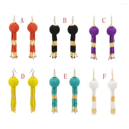 Dangle Earrings Fashion Bohemian Colourful Charms Women Fringe Long Drop Earring Acrylic Beaded Tassel Jewellery