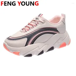 Fitness Shoes Women Chunky Sneakers Platform Ulzzang Fashion 5cm Tenis Female Thick Sole Sports Woman Lace Up Vulcanized Casual