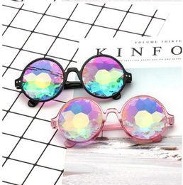 WholeRound Kaleidoscope Sunglasses Retro Party Designer Rave Festival MOSAIC Glasses Eyewear For Female Male 3521235