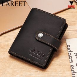 Wallets Short Rfid Men Thin Wallets Bank Credential Card Holder Slim Male Walet Zipper Hasp Purse Genuine Leather Passport Travel Bags