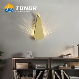 Wall Lamp Modern Peacock Led Lights For Bedroom Bedside Nordic Indoor Decor Sconce Lighting Fixtures Blue Gold Light