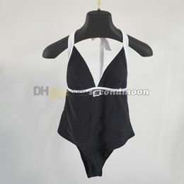 Women Beach Vacation Swimwear Fashion Halter Swimsuit V Neck Bathing Suit One Piece Beachwear