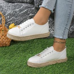 Casual Shoes Spring And Autumn Women's Work Cotton Fabric Lace Up Round Head Solid Colour Fashion Sports