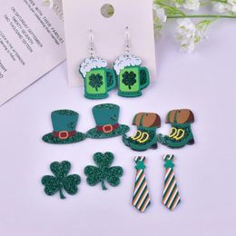 Charms 10pcs/pack Fashion Irish Day St. Parker's Acrylic Pendant For Earring Necklace Jewellery Making Craft DIY