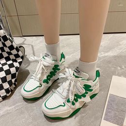 Casual Shoes Fashion Women Sneakers 2024 Autumn White Thick-soled Dissolving Korean Sports Old Lace-up