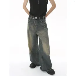 Women's Pants Retro Streetwear Hip Hop Jeans Bleached Distressed Grunge Y2k Denim Women Oversized Floor Length Harajuku Wide Leg