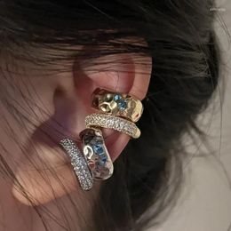 Backs Earrings Fashion Zircon Double-layer Ear Cuff No Piercing Earring 2024 Punk Unique Metal Geometric Clip For Women Jewelry
