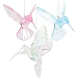 Decorative Figurines 3 Pcs Crystal Bird Pendant Hummingbirds Ornament Wedding Decorations The Ceiling Decors Hanging Acrylic