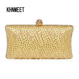 Clutches Golden Hot drilling Fashion Crystal Evening Bag Women Green box clutch bag Iphone 6 Wedding Purse Party pochette Bag 38