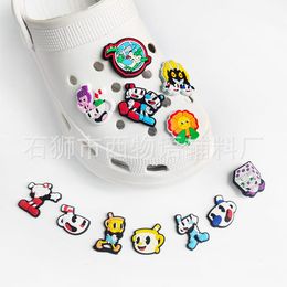 Anime charms wholesale childhood memories cups funny gift cartoon charms shoe accessories pvc decoration buckle soft rubber clog charms fast ship