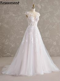 Real Image Scoop Floral Appliques Lace A-Line Bridal Gowns Illusion Cap Sleeve Country Wedding Dresses