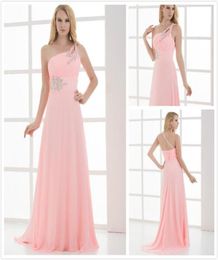 Sexy Beaded Oneshoulder Cocktail Dress Chiffon Aline Ruffle Beads Long Formal Laceup Gown Prom Dress8628620