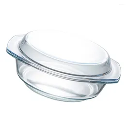 Dinnerware Sets Oven Tempered Glass Bowl Heat-resistant Cooking Utensils Microwave Glassware White With Lid Heating