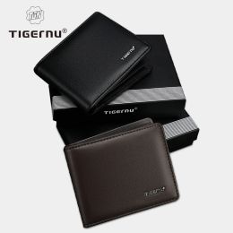 Wallets Tigernu Men's Wallet PU Leather Purse Fashion Men Short Wallet Business Credit Card Holder Male Small Money Bags With Gift Box