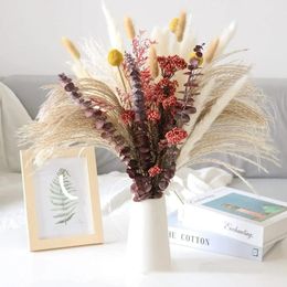 Decorative Flowers Natural Dried Pampas Grass Bouquet Autumn Home Christmas Decoration Artificial Flower Tails Wedding Party Decor