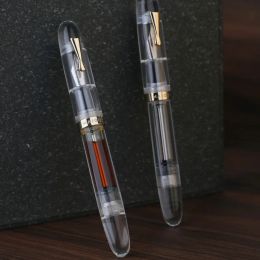Pens Mohn C4 Transparent Big Size Fountain Pen Ef/f/m Nib Eyedropper Filling Ink Gift Writing Pen Office School Supplies Stationery
