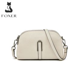 Shell FOXER Women's PU Simple Shoulder Crossbody Bag Fashion Lady Vegan Leather Messenger Bag Zipper Long Clutch Bag Female Soft Purse