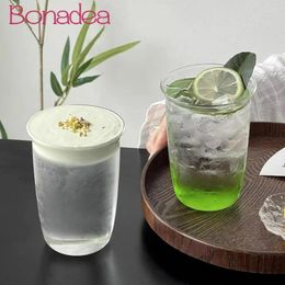 Wine Glasses Transparent Glass Iced American Latte Coffee Cups Creative Striped Beverage Cup Tea Juice Japanese Simple Water