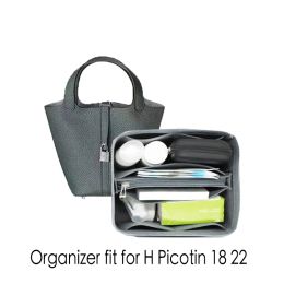 Cases For H Picotin 18 22 Felt Purse Organiser Insert With Zipper For Tote Shaper Cosmetic Bags Portable Makeup Handbags Inner Storage