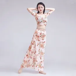 Stage Wear Belly Dance Practise Clothes Long Skirt Suit Luxury Floral Printing Performance Carnaval Costumes Sexy Woman Modern 2024